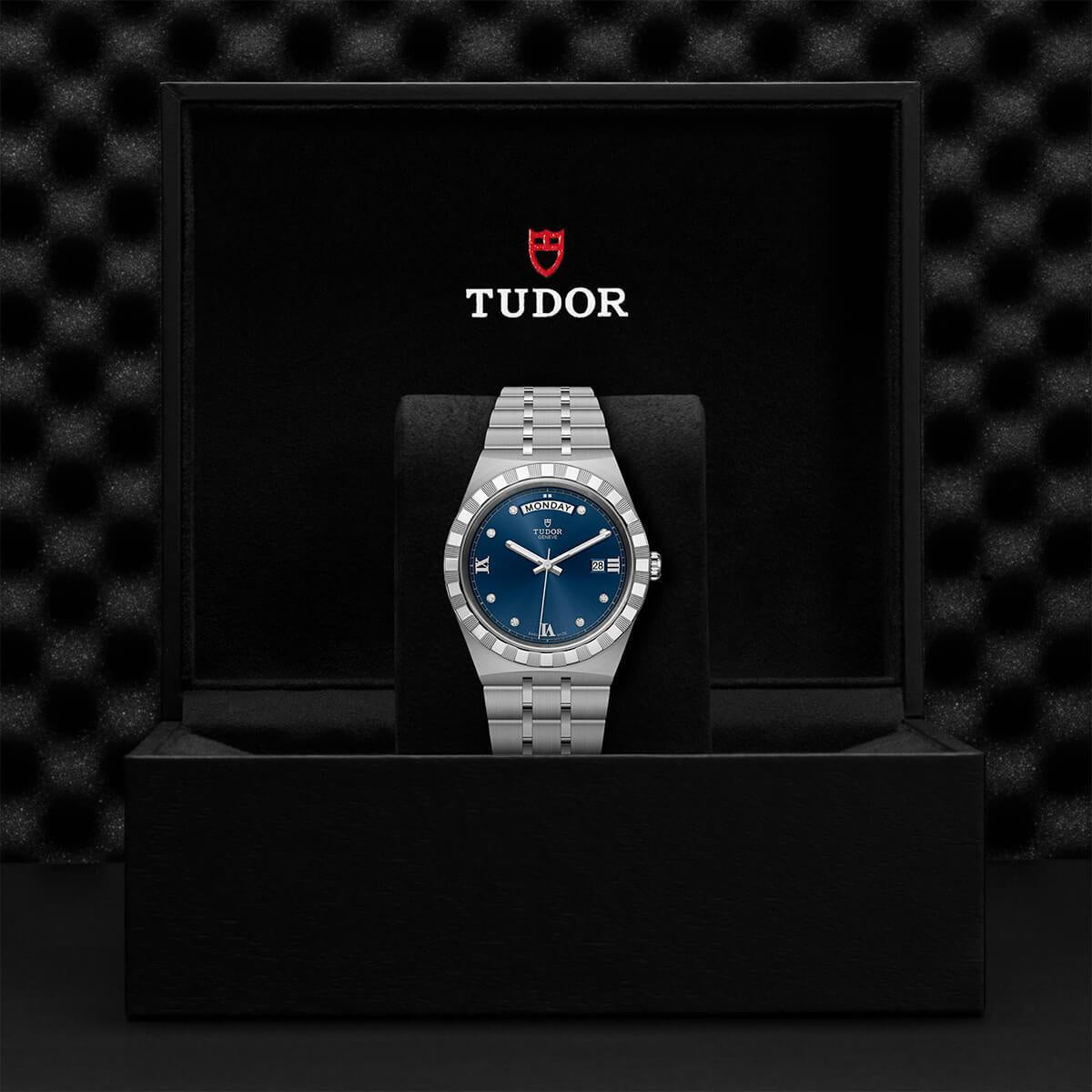  Shop Authentic Tudor Royal Automatic Diamonds Blue Dial Silver Steel Strap Watch for Men - M28600-0006 - Luxxuri
