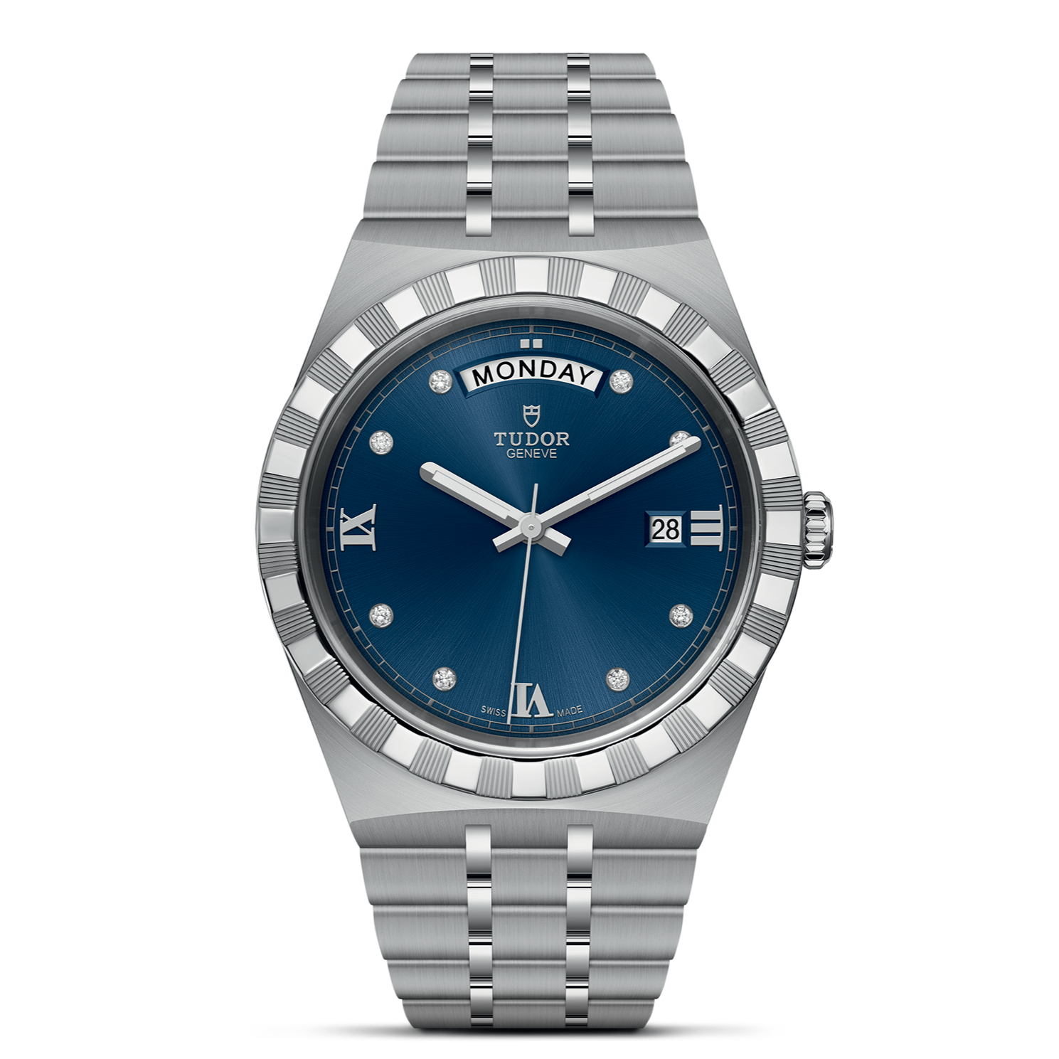  Shop Authentic Tudor Royal Automatic Diamonds Blue Dial Silver Steel Strap Watch for Men - M28600-0006 - Luxxuri