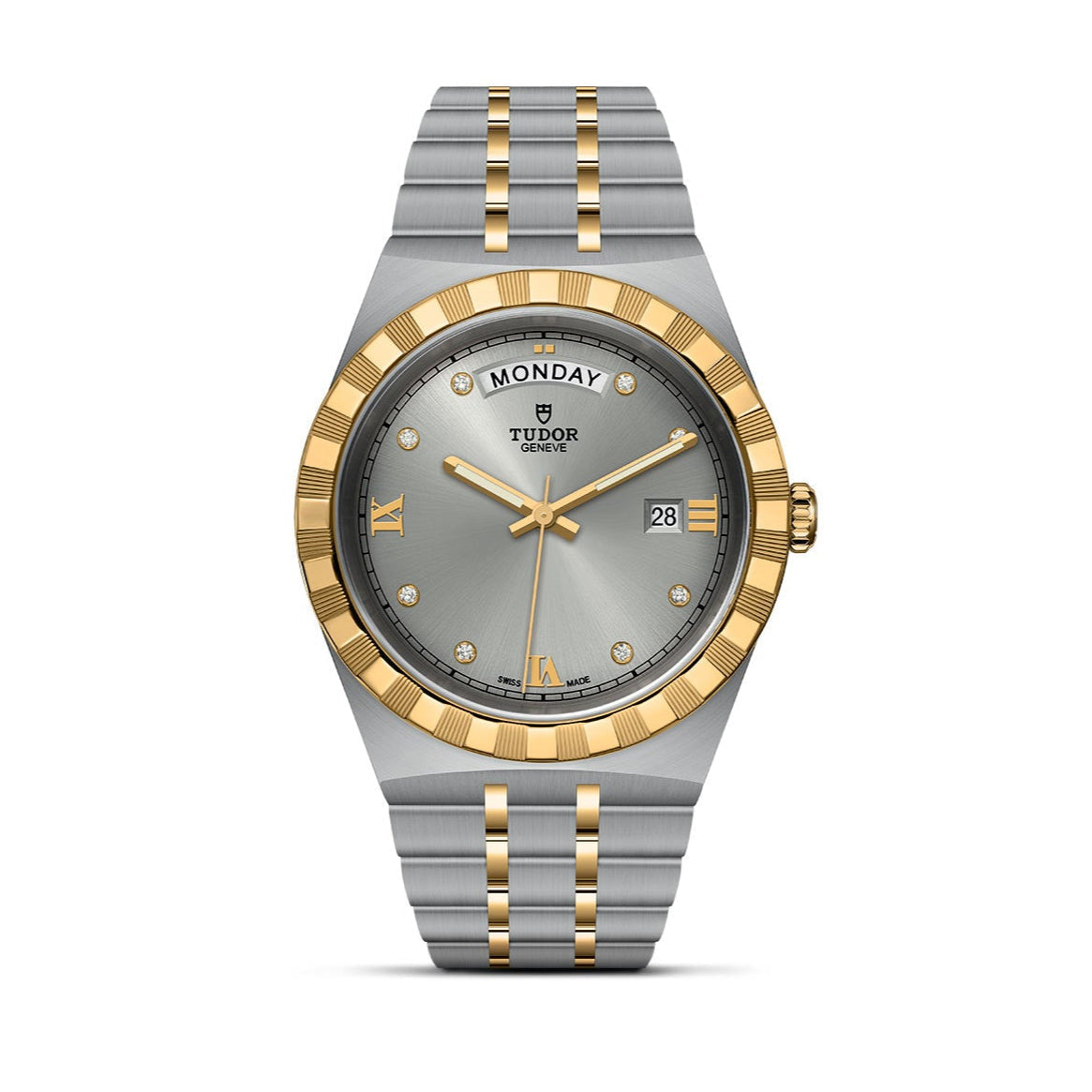  Shop Authentic Tudor Royal Diamonds Automatic Grey Dial Two Tone Steel Strap Watch for Men - M28603-0002 - Luxxuri