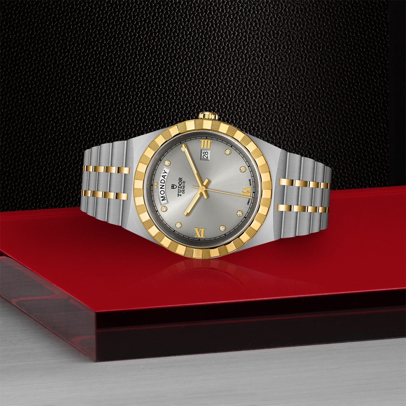 Shop Authentic Tudor Royal Diamonds Automatic Grey Dial Two Tone Steel Strap Watch for Men - M28603-0002 - Luxxuri