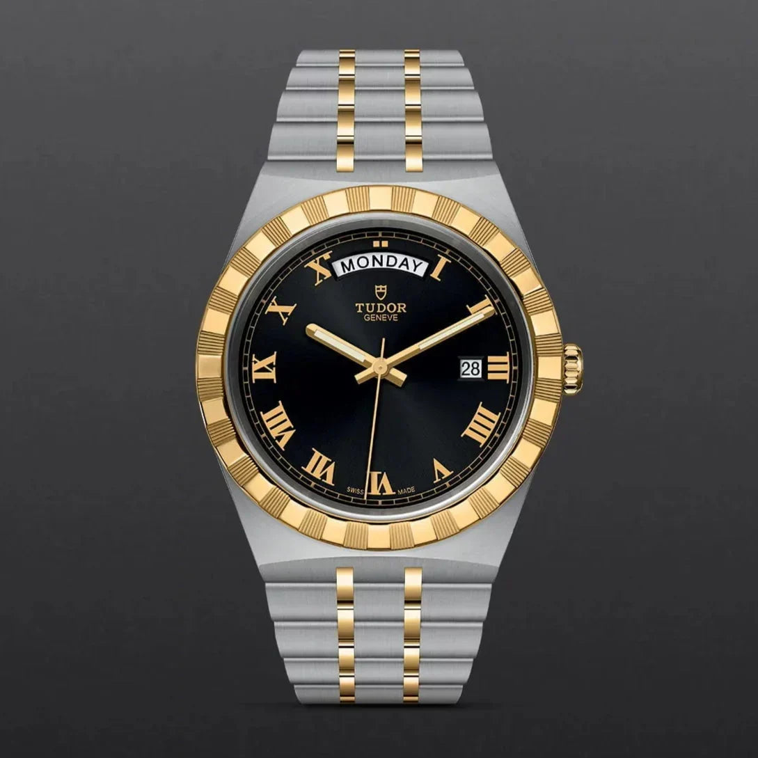  Shop Authentic Tudor Royal Automatic Black Dial Two Tone Steel Strap Watch for Men - M28603-0003 - Luxxuri
