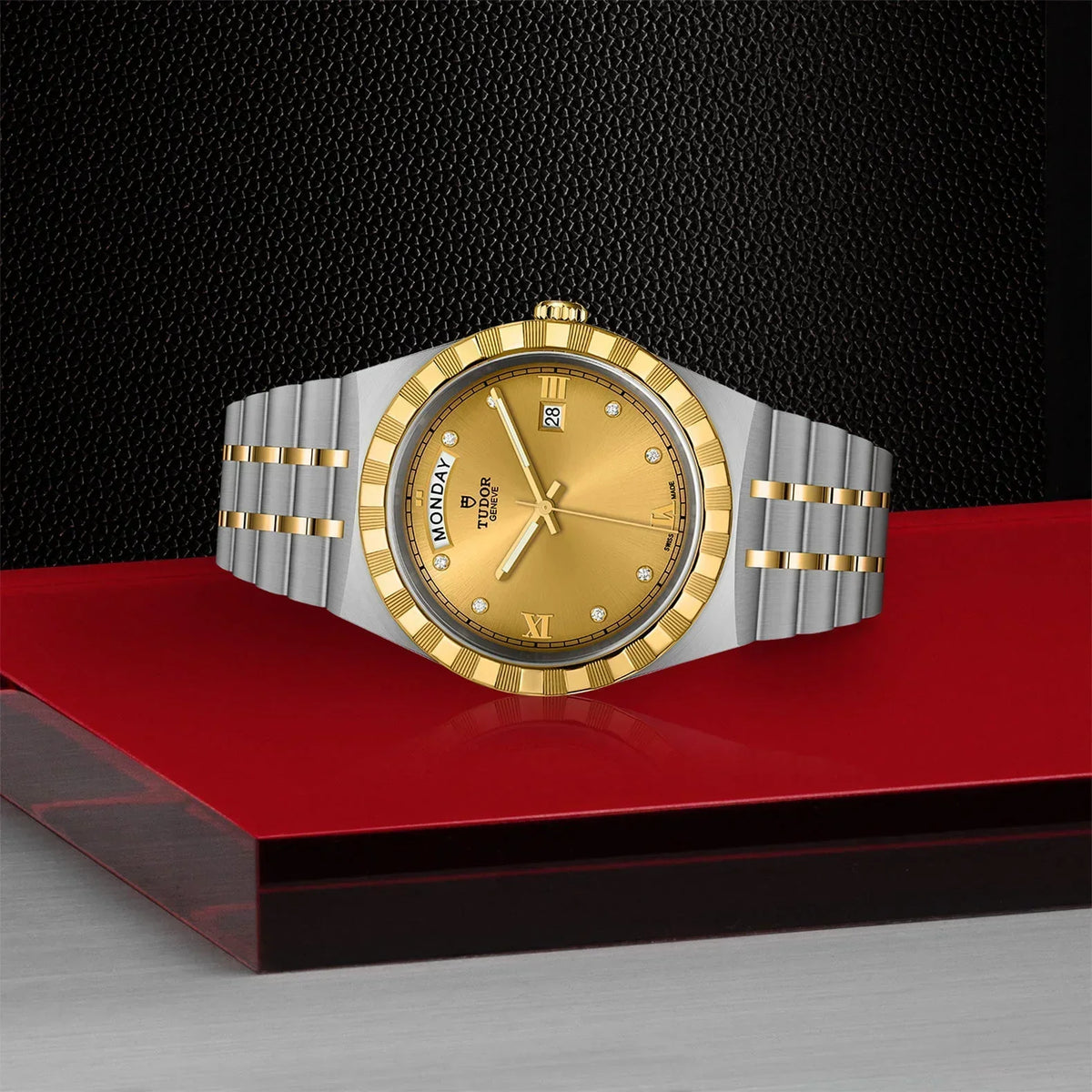  Shop Authentic Tudor Royal Automatic Diamonds Gold Dial Two Tone Steel Strap Watch for Men - M28603-0006 - Luxxuri