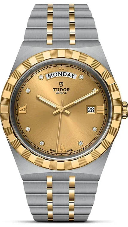  Shop Authentic Tudor Royal Automatic Diamonds Gold Dial Two Tone Steel Strap Watch for Men - M28603-0006 - Luxxuri