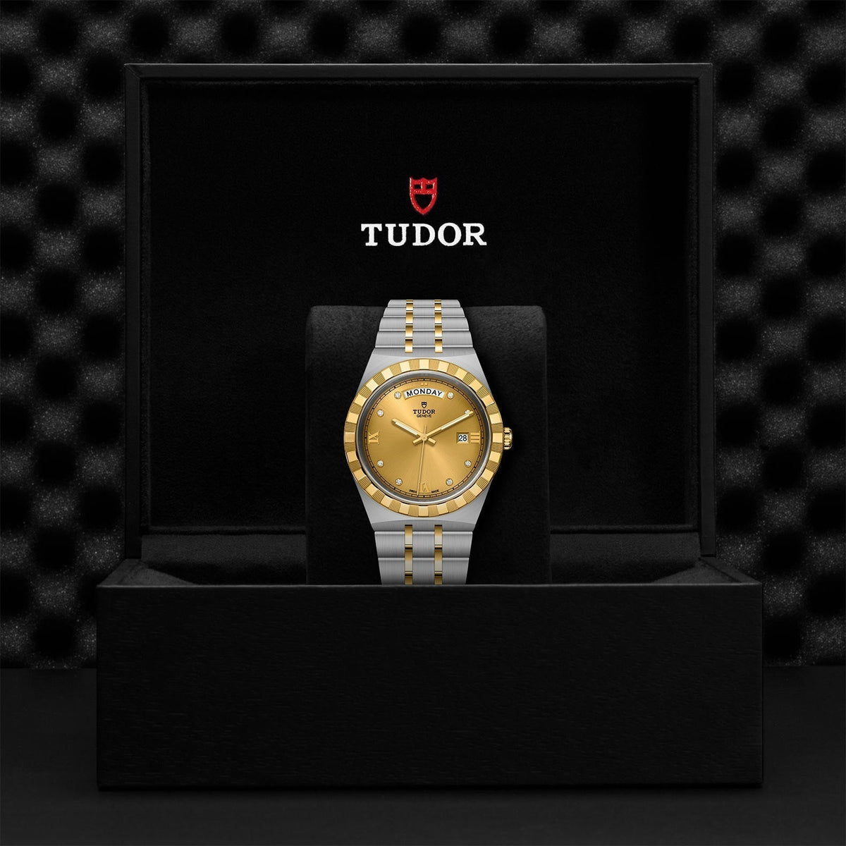  Shop Authentic Tudor Royal Automatic Diamonds Gold Dial Two Tone Steel Strap Watch for Men - M28603-0006 - Luxxuri
