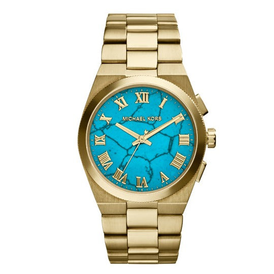  Shop Authentic Michael Kors Channing Turquoise Dial Gold Steel Strap Watch For Women - MK5894 - Luxxuri