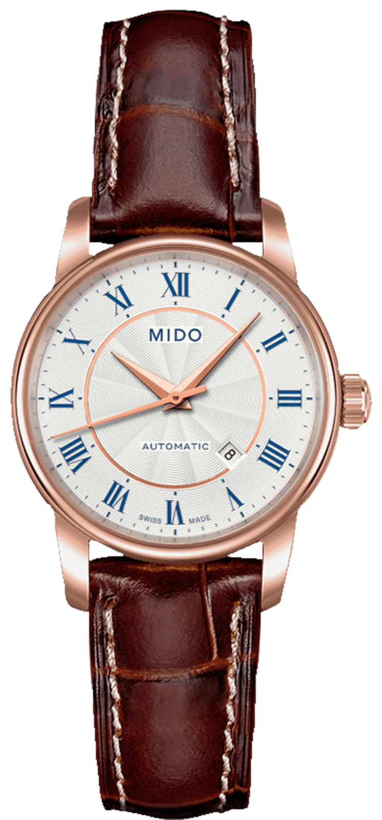  Shop Authentic Mido Baroncelli III Automatic Silver Dial Brown Leather Strap Watch For Women - M7600.2.21.8 - Luxxuri