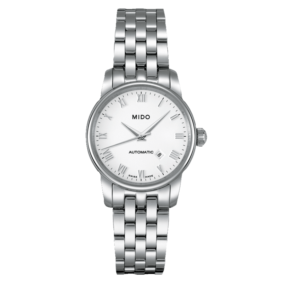  Shop Authentic Mido Baroncelli III Automatic White Dial Silver Steel Strap Watch For Women - M7600.4.26.1 - Luxxuri