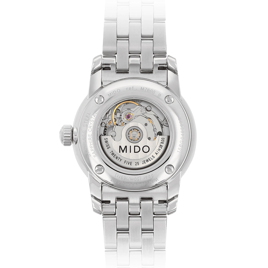  Shop Authentic Mido Baroncelli III Automatic White Dial Silver Steel Strap Watch For Women - M7600.4.26.1 - Luxxuri