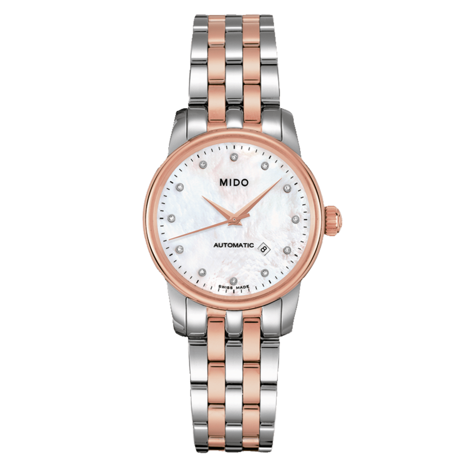  Shop Authentic Mido Baroncelli III Automatic Mother of Pearl White Dial Two Tone Steel Strap Watch For Women - M7600.9.69.1 - Luxxuri