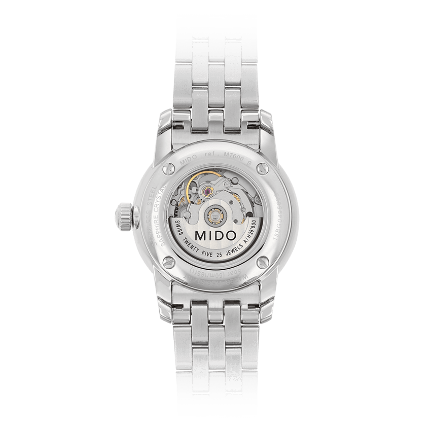  Shop Authentic Mido Baroncelli III Automatic Diamonds White Dial Silver Steel Strap Watch For Women - M7600.4.66.1 - Luxxuri