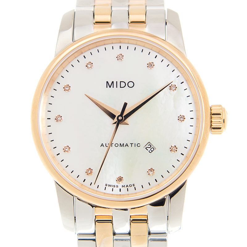  Shop Authentic Mido Baroncelli III Automatic Mother of Pearl White Dial Two Tone Steel Strap Watch For Women - M7600.9.69.1 - Luxxuri