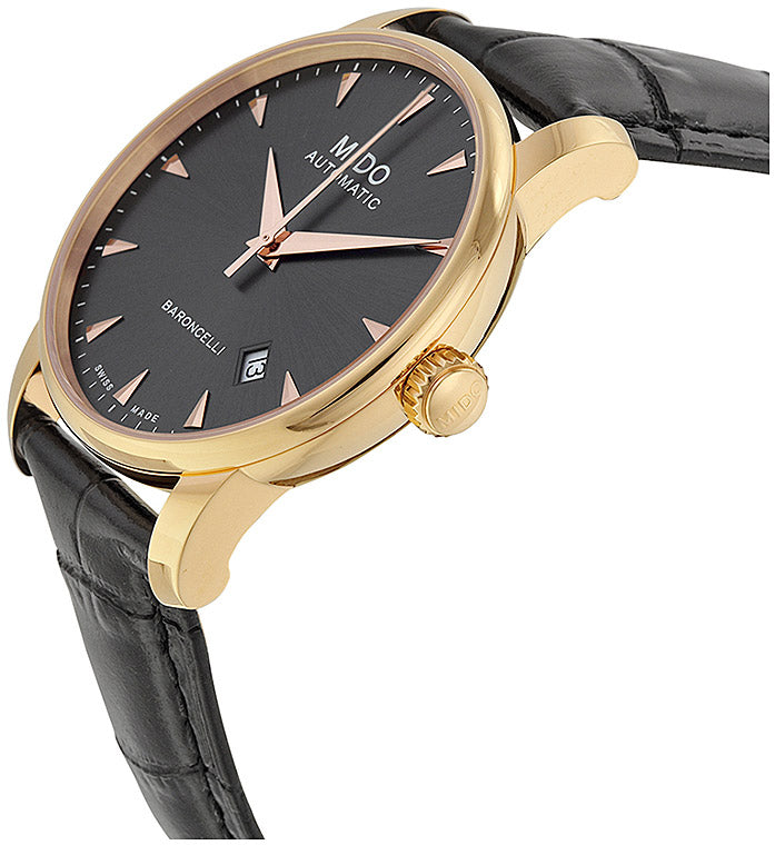  Shop Authentic Mido Baroncelli III Automatic Grey Dial Black Leather Strap Watch For Men - M8600.3.13.4 - Luxxuri