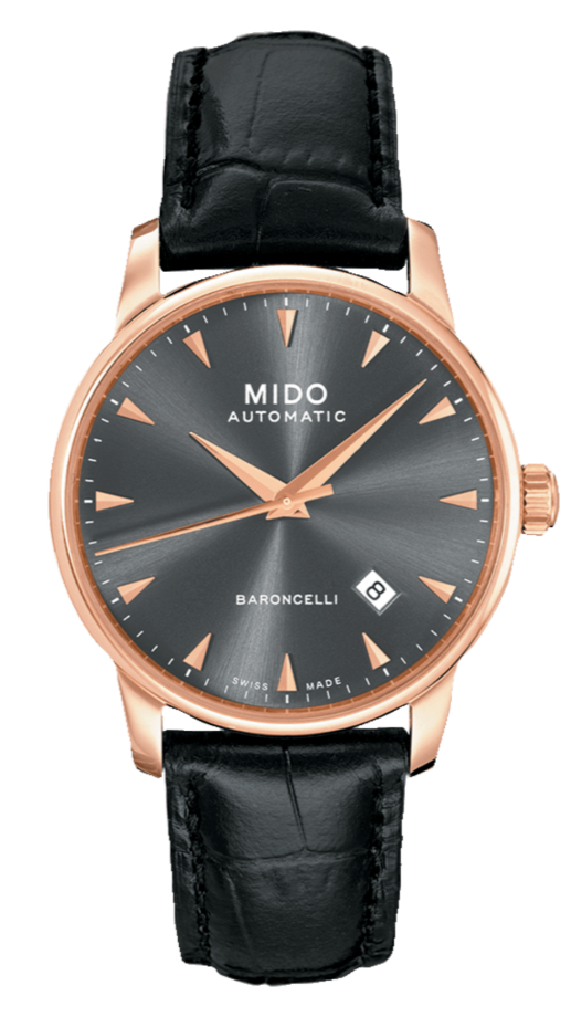  Shop Authentic Mido Baroncelli III Automatic Grey Dial Black Leather Strap Watch For Men - M8600.3.13.4 - Luxxuri