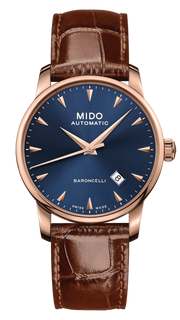  Shop Authentic Mido Baroncelli III Automatic Blue Dial Brown Leather Strap Watch For Men - M8600.3.15.8 - Luxxuri