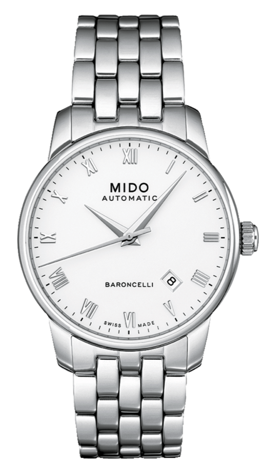 Shop Authentic Mido Baroncelli II Automatic White Dial Silver Steel Strap Watch For Men - M8600.4.26.1 - Luxxuri