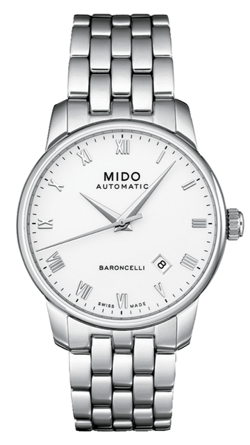  Shop Authentic Mido Baroncelli II Automatic White Dial Silver Steel Strap Watch For Men - M8600.4.26.1 - Luxxuri