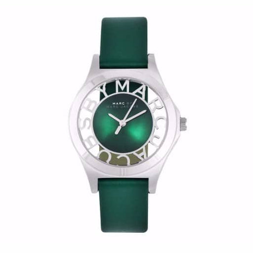  Shop Authentic Marc Jacobs Henry Skeleton Green Dial Green Leather Strap Watch for Women - MBM1336 - Luxxuri