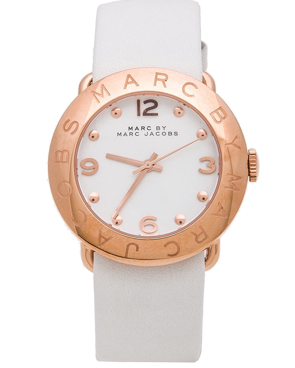  Shop Authentic Marc Jacobs Amy White Dial White Leather Strap Watch for Women - MBM1180 - Luxxuri