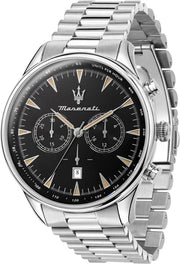 Maserati Tradizione Chronograph Black Dial Silver Steel Strap Watch for Men - R8873646004