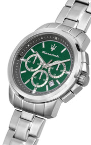  Shop Authentic Maserati Successo Chronograph Green Dial Silver Steel Strap Watch For Men - R8873621017 - Luxxuri
