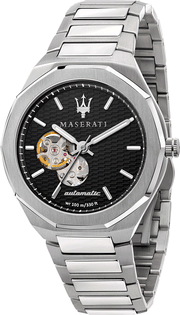  Shop Authentic Maserati Stile Skeleton Automatic Black Dial Silver Steel Strap Watch For Men - R8823142002 - Luxxuri