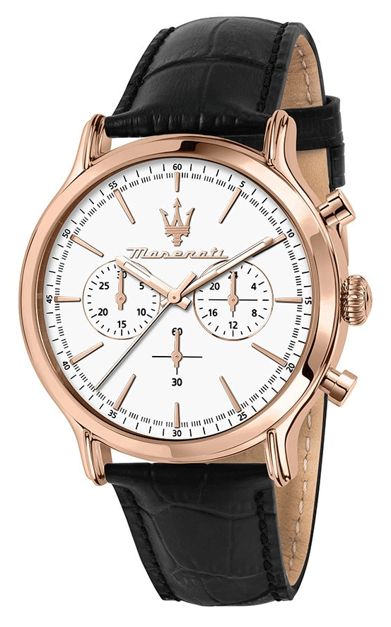  Shop Authentic Maserati Epoca Chronograph White Dial Black Leather Strap Watch For Men - R8871618016 - Luxxuri