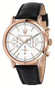  Shop Authentic Maserati Epoca Chronograph White Dial Black Leather Strap Watch For Men - R8871618016 - Luxxuri