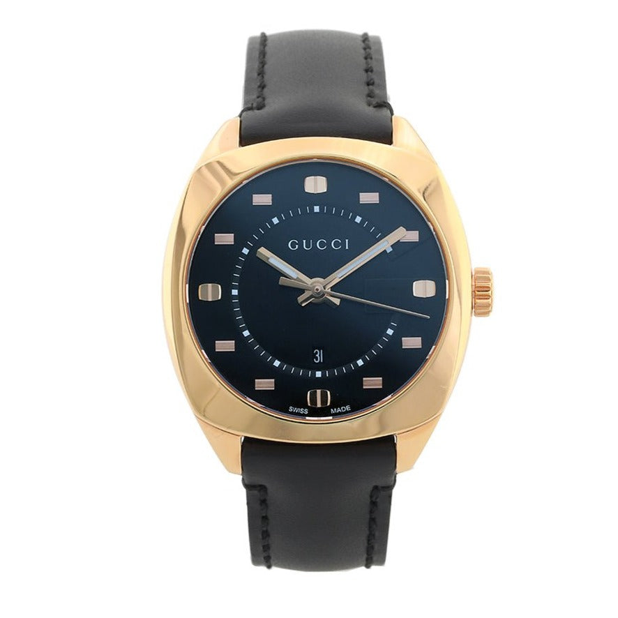  Shop Authentic Gucci GG2570 Quartz Black Dial Black Leather Strap Watch For Women - YA142407 - Luxxuri
