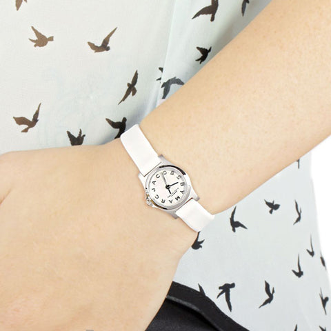  Shop Authentic Marc Jacobs Henry Dinky White Dial White Leather Strap Watch for Women - MBM1234 - Luxxuri