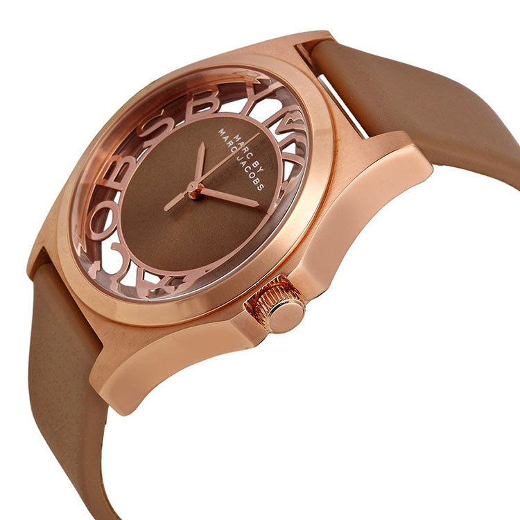  Shop Authentic Marc Jacobs Henry Dinky Skeleton Beige Dial Beige Leather Strap Watch for Women - MBM1245 - Luxxuri
