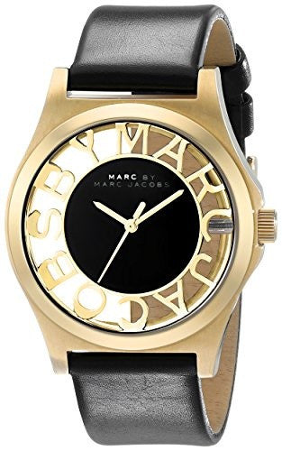  Shop Authentic Marc Jacobs Henry Skeleton Black Dial Black Leather Strap Watch for Women - MBM1246 - Luxxuri