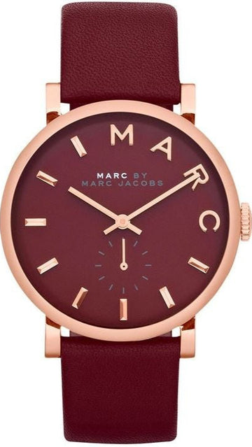  Shop Authentic Marc Jacobs Baker Maroon Dial Maroon Leather Strap Watch for Women - MBM1267 - Luxxuri