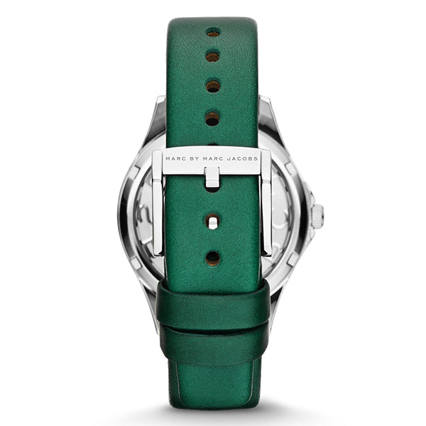  Shop Authentic Marc Jacobs Henry Skeleton Green Dial Green Leather Strap Watch for Women - MBM1336 - Luxxuri