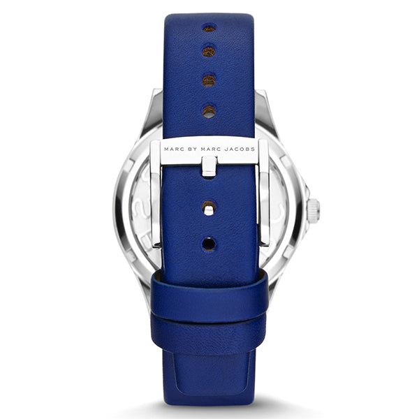  Shop Authentic Marc Jacobs Henry Skeleton Blue Dial Blue Leather Strap Watch for Women - MBM1337 - Luxxuri