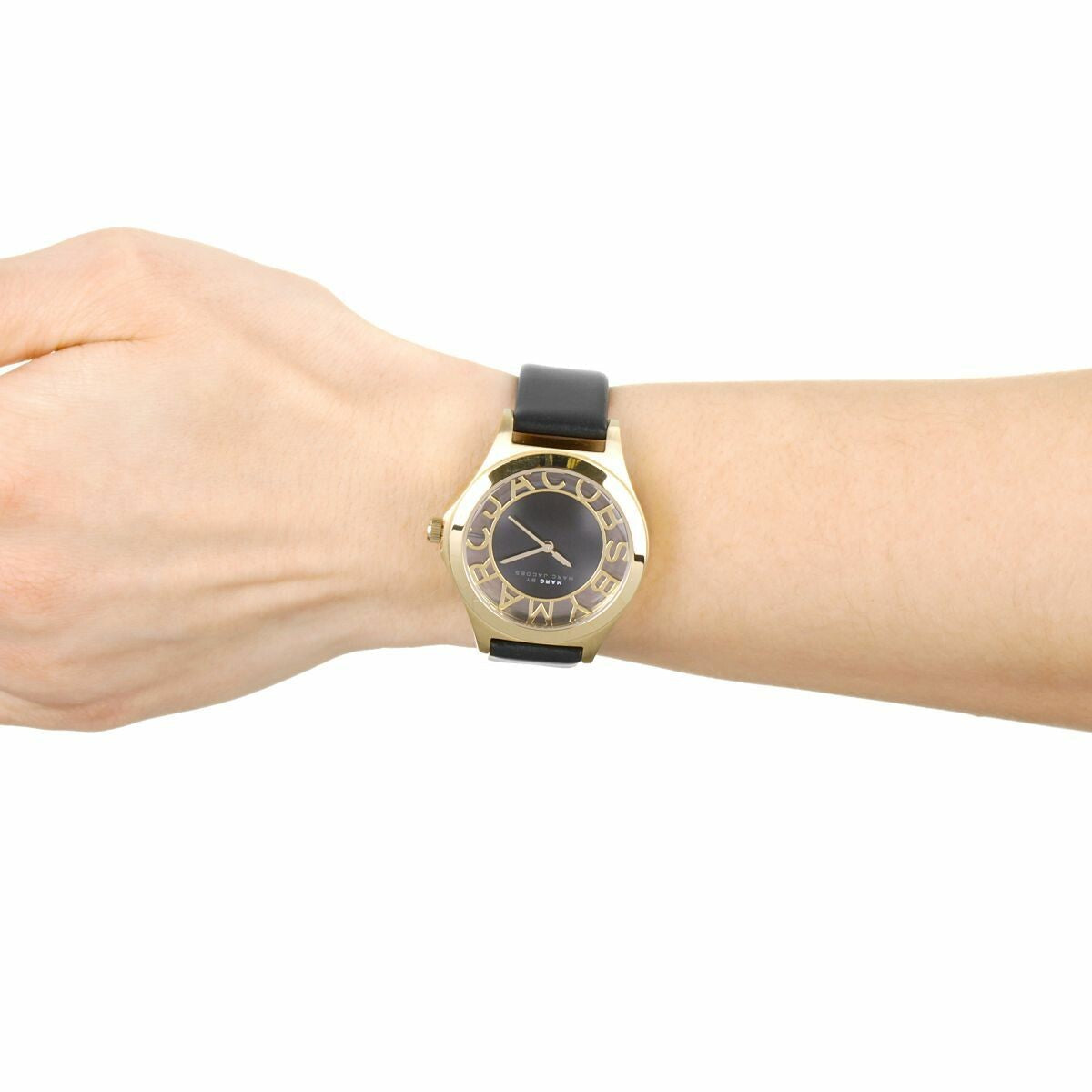  Shop Authentic Marc Jacobs Henry Skeleton Black Dial Black Leather Strap Watch for Women - MBM1340 - Luxxuri