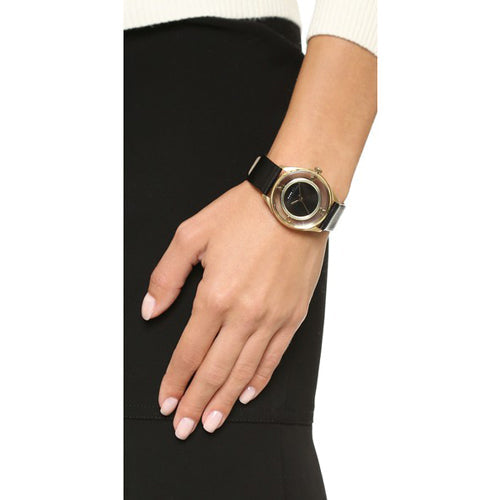  Shop Authentic Marc Jacobs Tether Black Dial Black Leather Strap Watch for Women - MBM1376 - Luxxuri