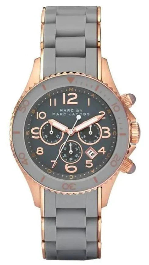  Shop Authentic Marc Jacobs Rock Chronograph Grey Dial Grey Silicone Strap Watch for Women - MBM2550 - Luxxuri