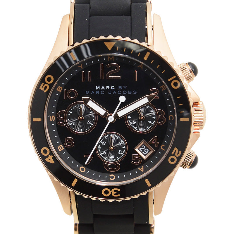  Shop Authentic Marc Jacobs Rock Chronograph Black Dial Black Silicone Strap Watch for Women - MBM2553 - Luxxuri