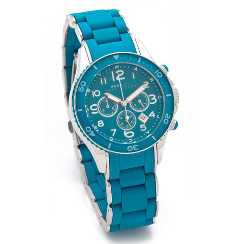  Shop Authentic Marc Jacobs Rock Chronograph Blue Dial Blue Silicone Strap Watch for Women - MBM2575 - Luxxuri