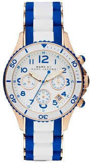  Shop Authentic Marc Jacobs Rock Chronograph White Dial Two Tone Silicone Strap Watch for Women - MBM2594 - Luxxuri