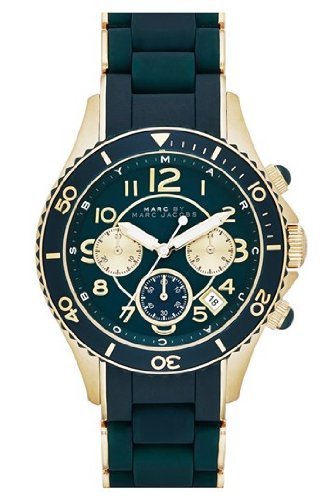  Shop Authentic Marc Jacobs Rock Chronograph Green Dial Green Silicone Strap Watch for Women - MBM2597 - Luxxuri