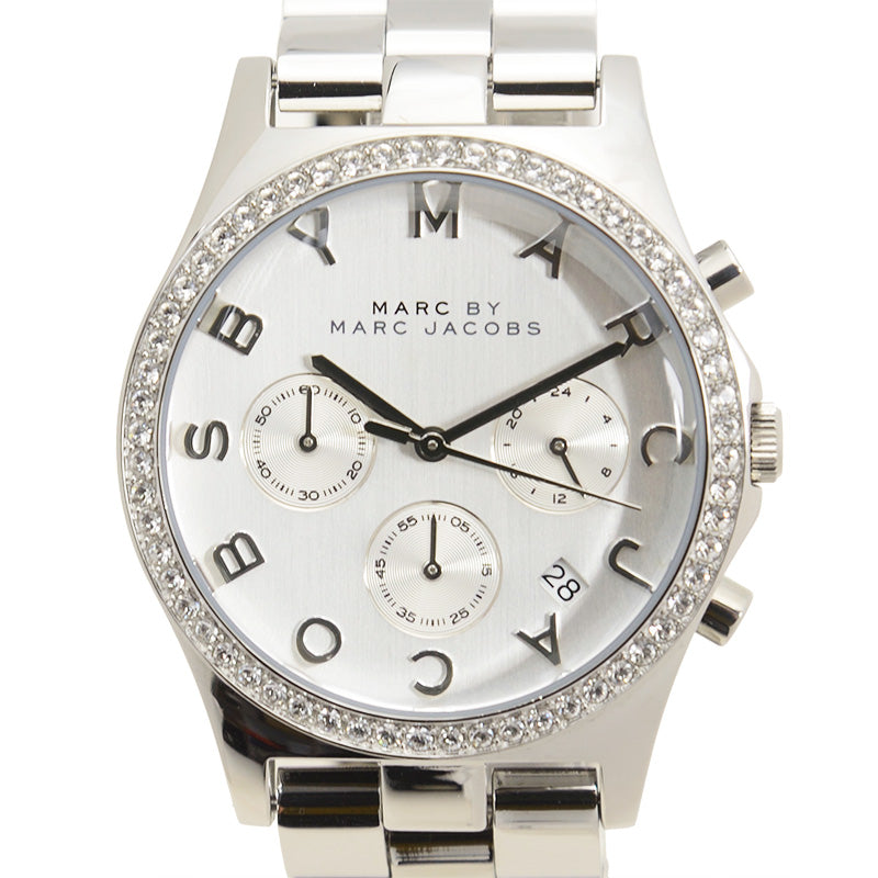  Shop Authentic Marc Jacobs Henry Chronograph Silver Dial Silver Steel Strap Watch for Women - MBM3104 - Luxxuri