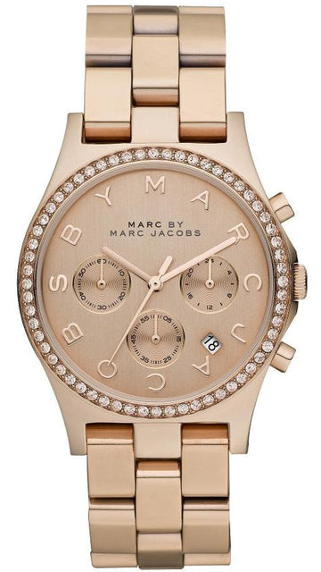  Shop Authentic Marc Jacobs Henry Chronograph Rose Gold Dial Rose Gold Steel Strap Watch for Women - MBM3118 - Luxxuri