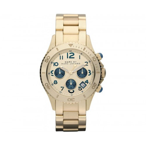  Shop Authentic Marc Jacobs Rock Metal Chronograph Gold Dial Gold Steel Strap Watch for Men - MBM3158 - Luxxuri
