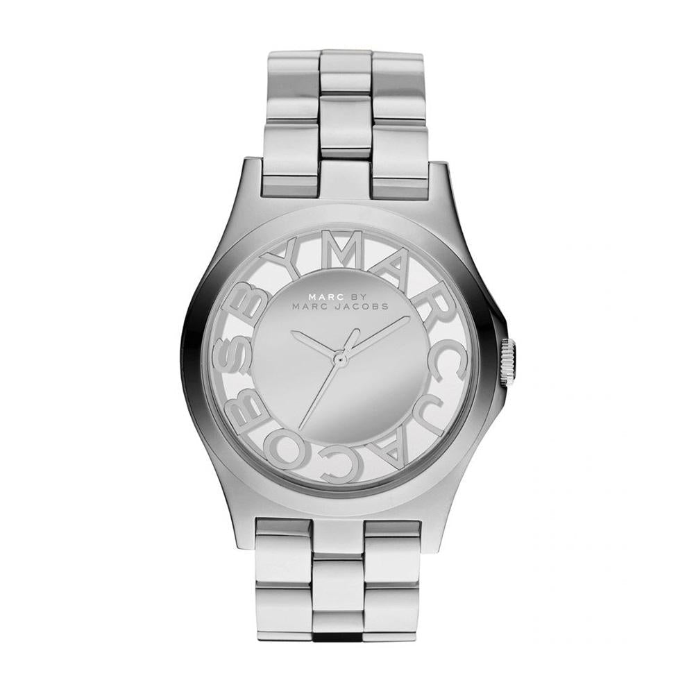  Shop Authentic Marc Jacobs Henry Transparent Silver Dial Silver Steel Strap Watch for Women - MBM3205 - Luxxuri