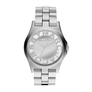  Shop Authentic Marc Jacobs Henry Transparent Silver Dial Silver Steel Strap Watch for Women - MBM3205 - Luxxuri