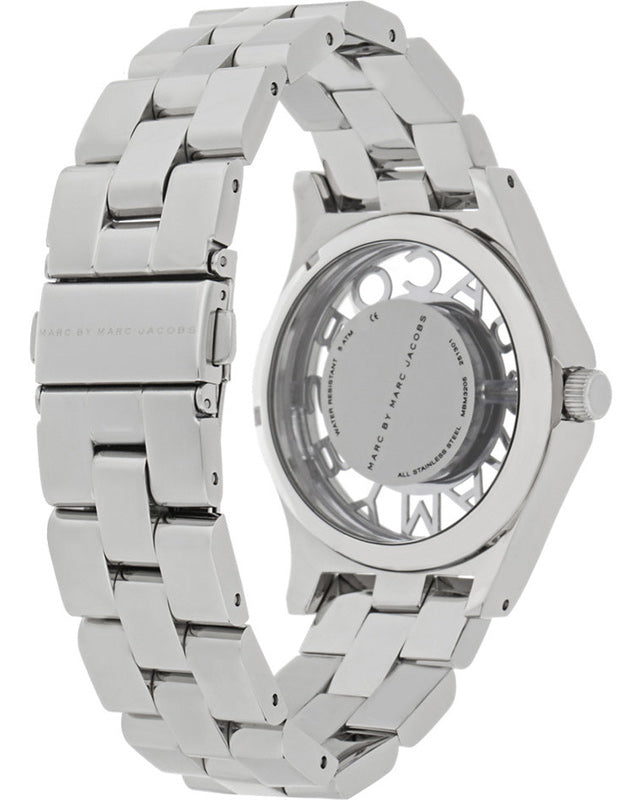  Shop Authentic Marc Jacobs Henry Transparent Silver Dial Silver Steel Strap Watch for Women - MBM3205 - Luxxuri