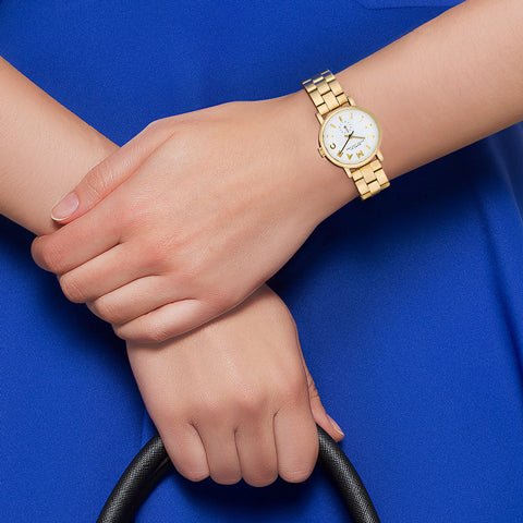  Shop Authentic Marc Jacobs Baker White Dial Gold Steel Strap Watch for Women - MBM3247 - Luxxuri