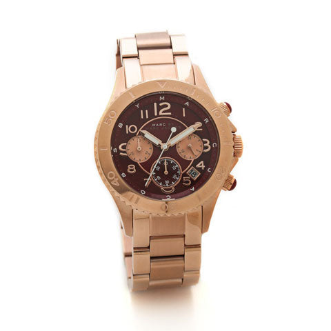  Shop Authentic Marc Jacobs Rock Chronograph Mother of Pearl Red Dial Rose Gold Steel Strap Unisex Watch - MBM3251 - Luxxuri