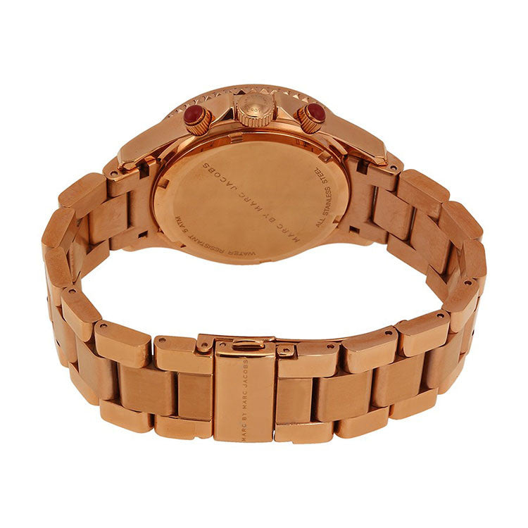  Shop Authentic Marc Jacobs Rock Chronograph Mother of Pearl Red Dial Rose Gold Steel Strap Unisex Watch - MBM3251 - Luxxuri